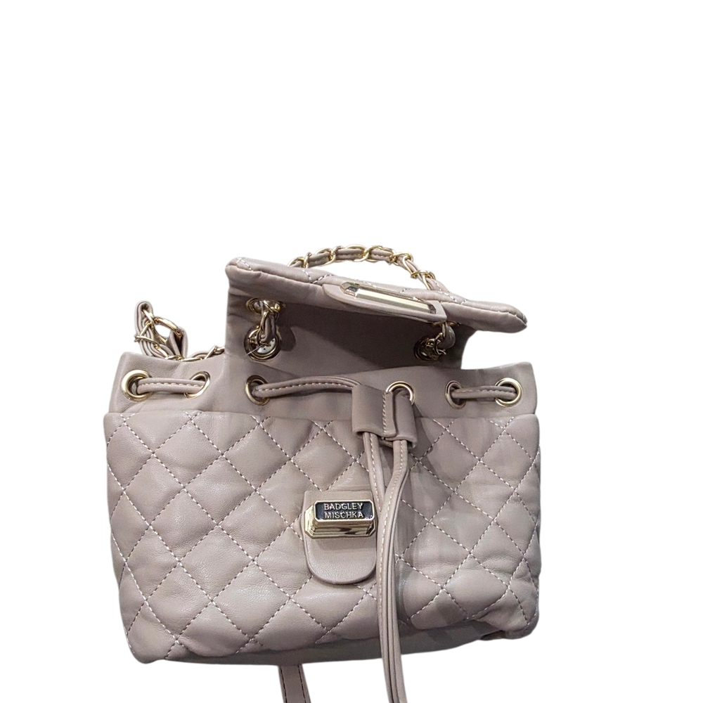 Badgley Mischka Quilted Cream Backpack